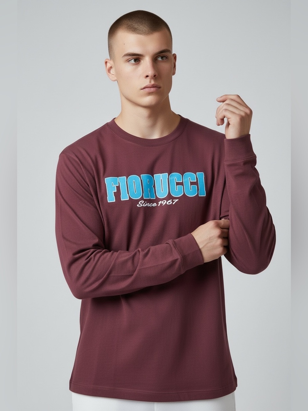 Fiorucci Burgundy Red Graphic Long Sleeve Tee Shirt